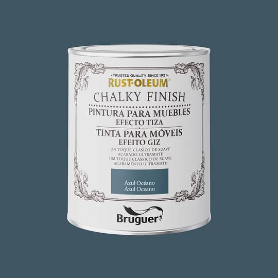 Peinture à la craie pour meubles Rust-Oleum Chalky Finish avec finition mate couleur bleu océan 0,750L Bruguer 5733886