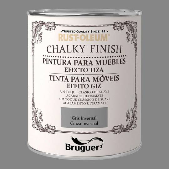Pittura a gesso per mobili Rust-Oleum Chalky Finish con finitura opaca grigio inverno 0,750L Bruguer 5397538