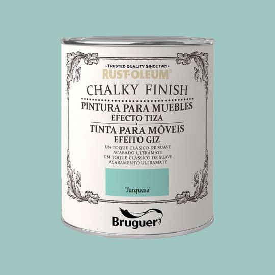 Chalk paint for furniture Rust-Oleum Chalky Finish with matt finish turquoise color 0.750L Bruguer 5397560