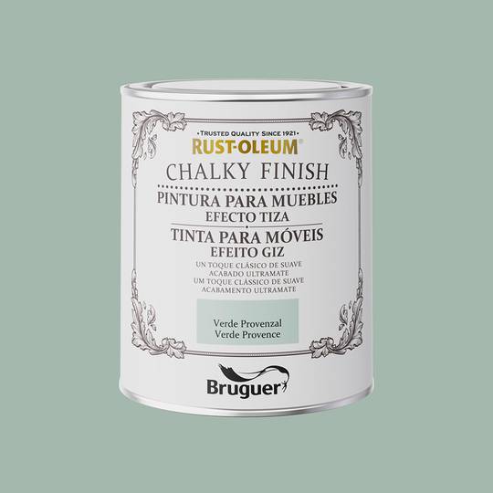 Pintura a la tiza para muebles Rust-Oleum Chalky Finish con acabado mate color verde provenzal 0,750L Bruguer 5733888