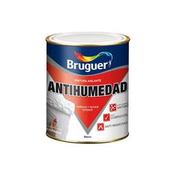 Pintura aïllant antihumitat per a parets i sostres d'interior amb acabat mat color blanc 0,750L Bruguer 5056558