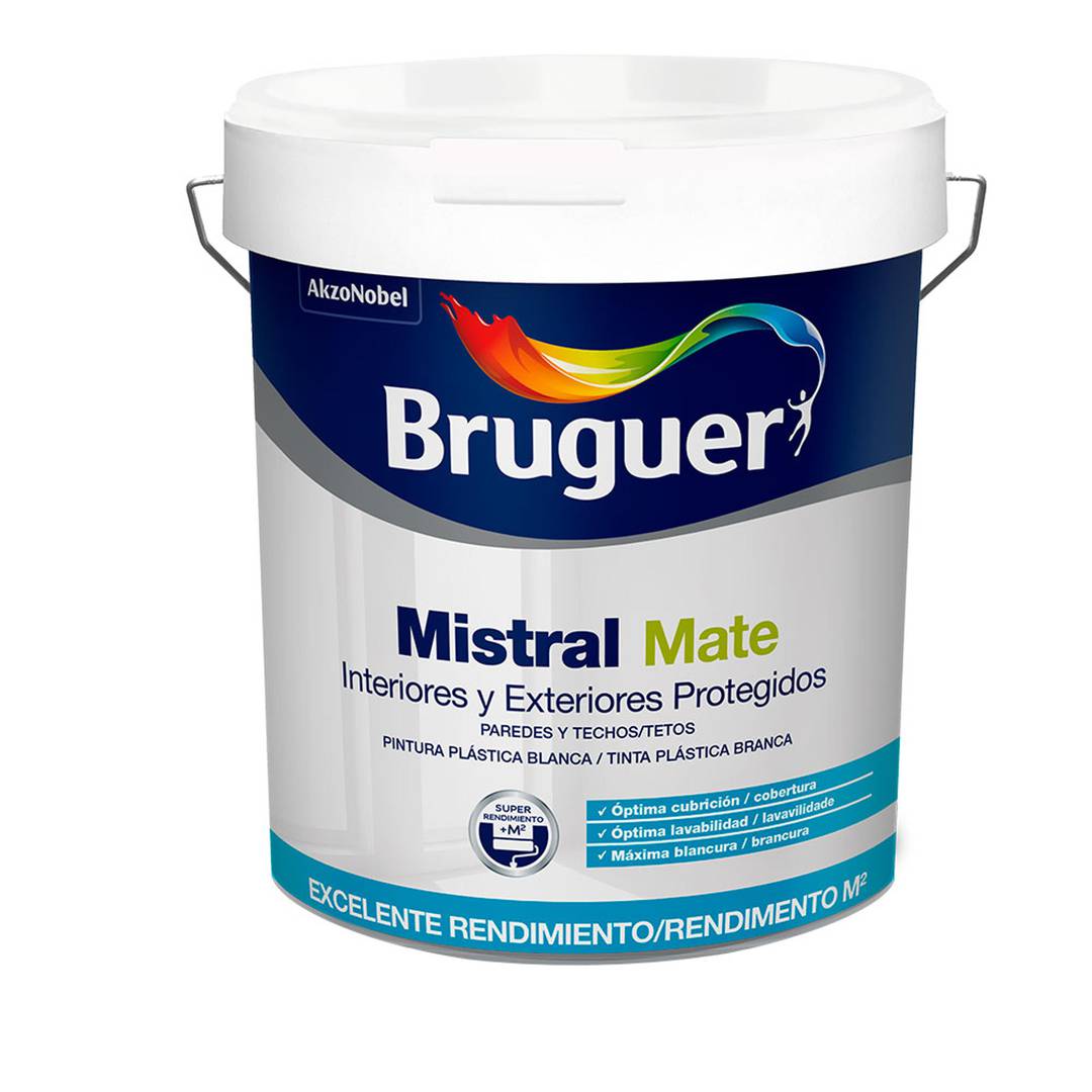 Farba do tworzyw sztucznych do wnętrz i na zewnątrz Mistral Mate kolor biały 4L Bruguer 5586674