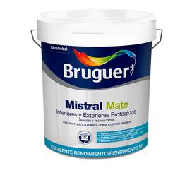 Tinta plástica para interiores e exteriores Mistral Mate cor branca 4L Bruguer 5586674