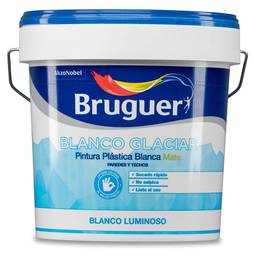 Tinta plástica para paredes e tetos com acabamento fosco em branco glaciar 15L Bruguer 5208048