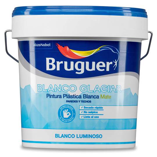 Kunststofffarbe für Wände und Decken mit mattem Finish in Gletscherweiß 15L Bruguer 5208048