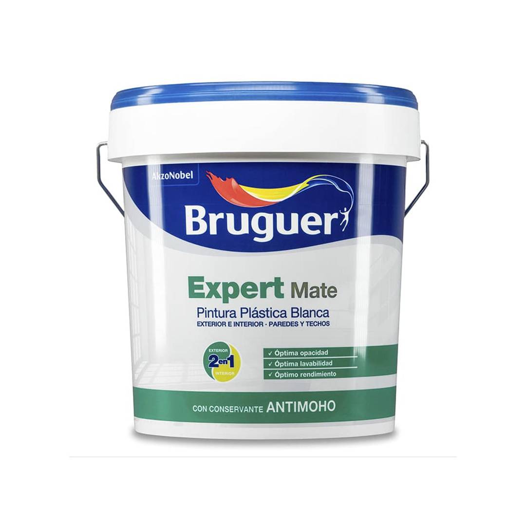 Pintura plàstica per a parets i sostres Expert amb acabat mat color blanc 15L Bruguer 5208090
