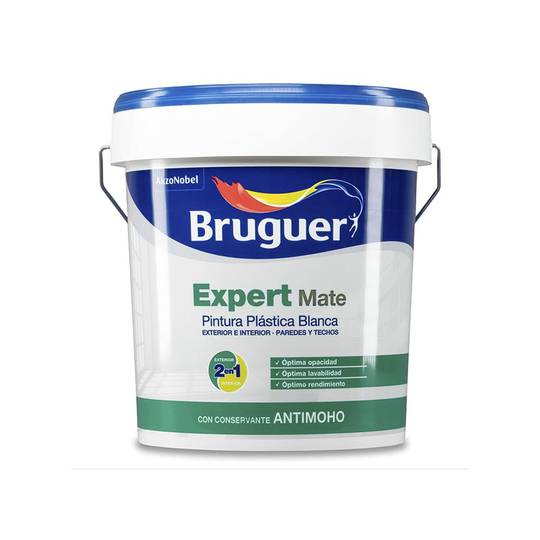 Pintura plàstica per a parets i sostres Expert amb acabat mat color blanc 15L Bruguer 5208090