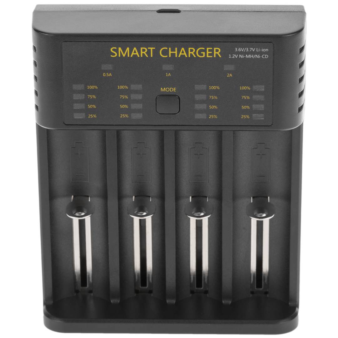 Chargeur universel intelligent USB 5 VDC 2A pour batteries Li-ion Ni-Mh/Cd
