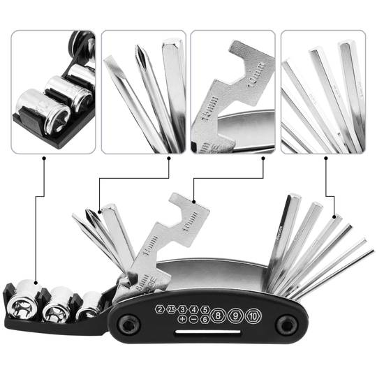 Trousse de outils multifonction pour vélo avec patch et leviers métalliques pour la réparation de crevaisons