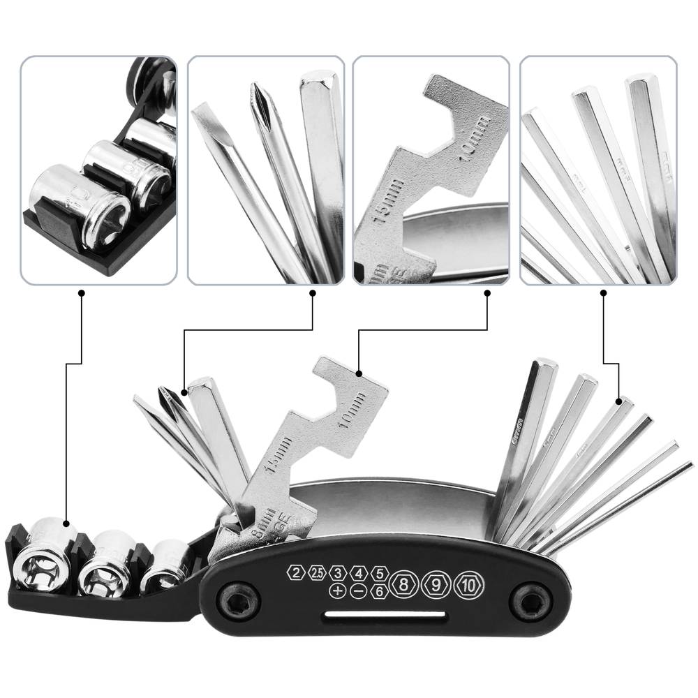 Details about   Multitool Bicycle Repair Tool Bike Pocket Multi Function Folding Tool 16 in 1 