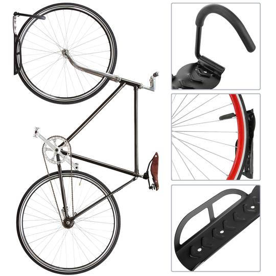 Wall hook for hanging bicycle wheel kit of 4 units PrimeMatik