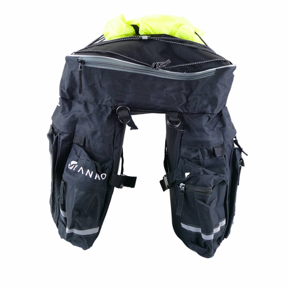 Zwarte canvas fietstas zadeltassen