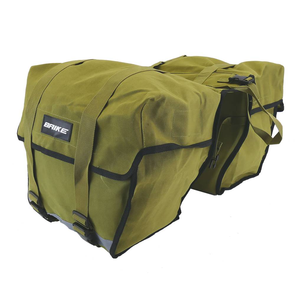 Kaki canvas fietstas zadeltassen