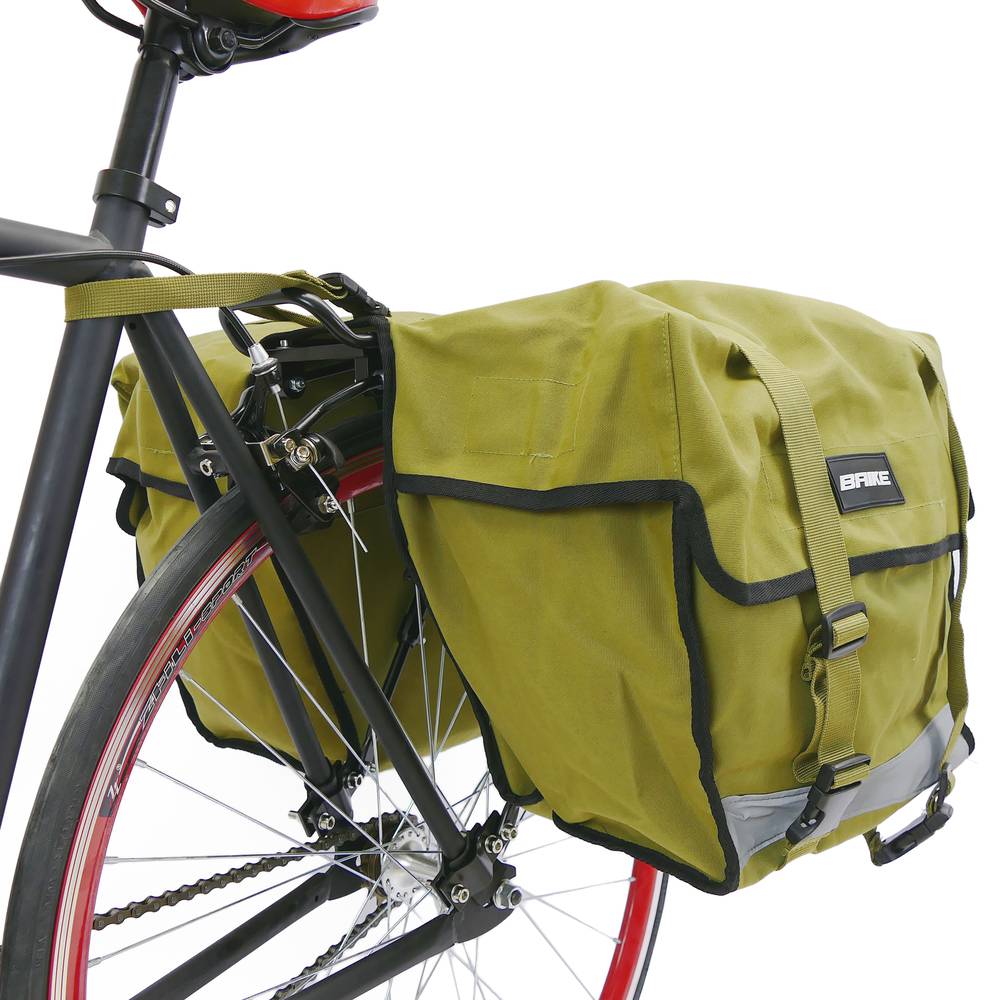 Kaki canvas fietstas zadeltassen