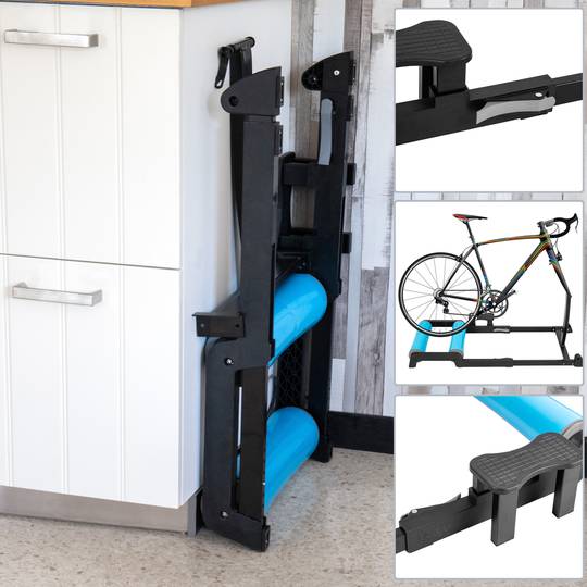 Rouleau d'entraînement pour vélo avec serrage de l'essieu avant