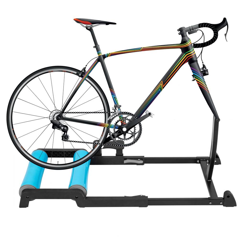 Rouleau d'entraînement pour vélo avec serrage de l'essieu avant