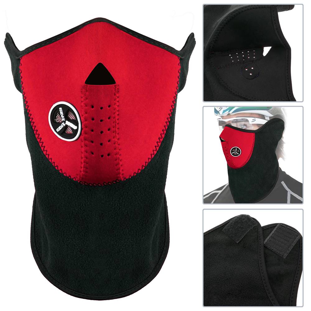 Masque de néoprène pour cou et visage pour bicyclette motard et skieur rouge