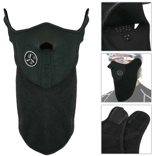 Máscara de neopreno para cuello y cara para bicicleta motorista y esquiador negro
