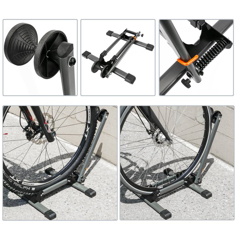 Soporte para aparcar bicicletas en suelo Aparcamiento de rueda con muelle  de un eje - Cablematic