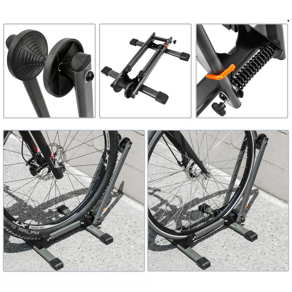 Soporte para aparcar bicicletas en suelo con muelle de dos ejes Cablematic