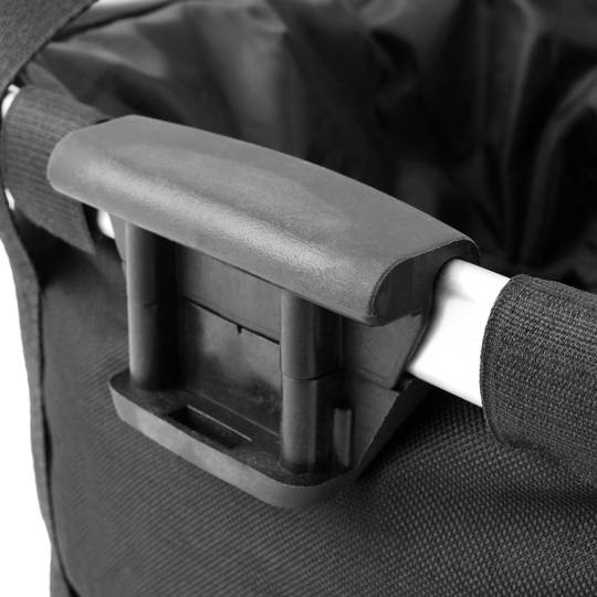 Cistella de bicicleta desmuntable per manillar de lona negra impermeable amb cordó