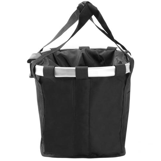 Cistella de bicicleta desmuntable per manillar de lona negra impermeable amb cordó