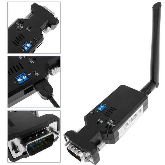 Adaptador Bluetooth sem fio para série RS232 DTE DCE DB9 v4.2 BLE com antena externa