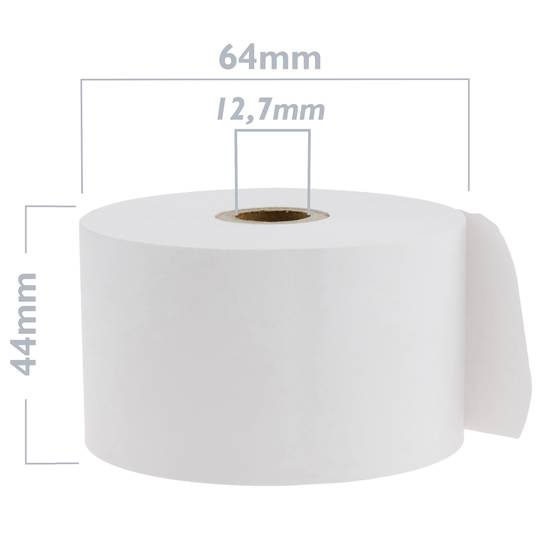 Rolo bobina de papel térmico para impressora multibanco 44x64mm 10 unidades