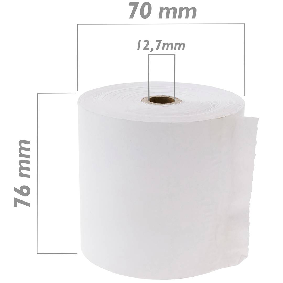 Rolo bobina de papel térmico para impressora multibanco 76x70mm 5 unidades