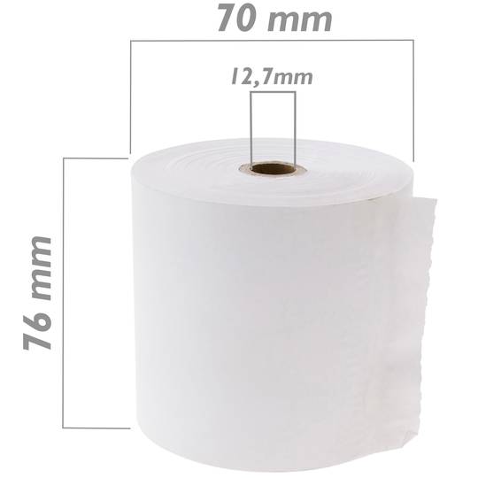 Rolo bobina de papel térmico para impressora multibanco 76x70mm 5 unidades