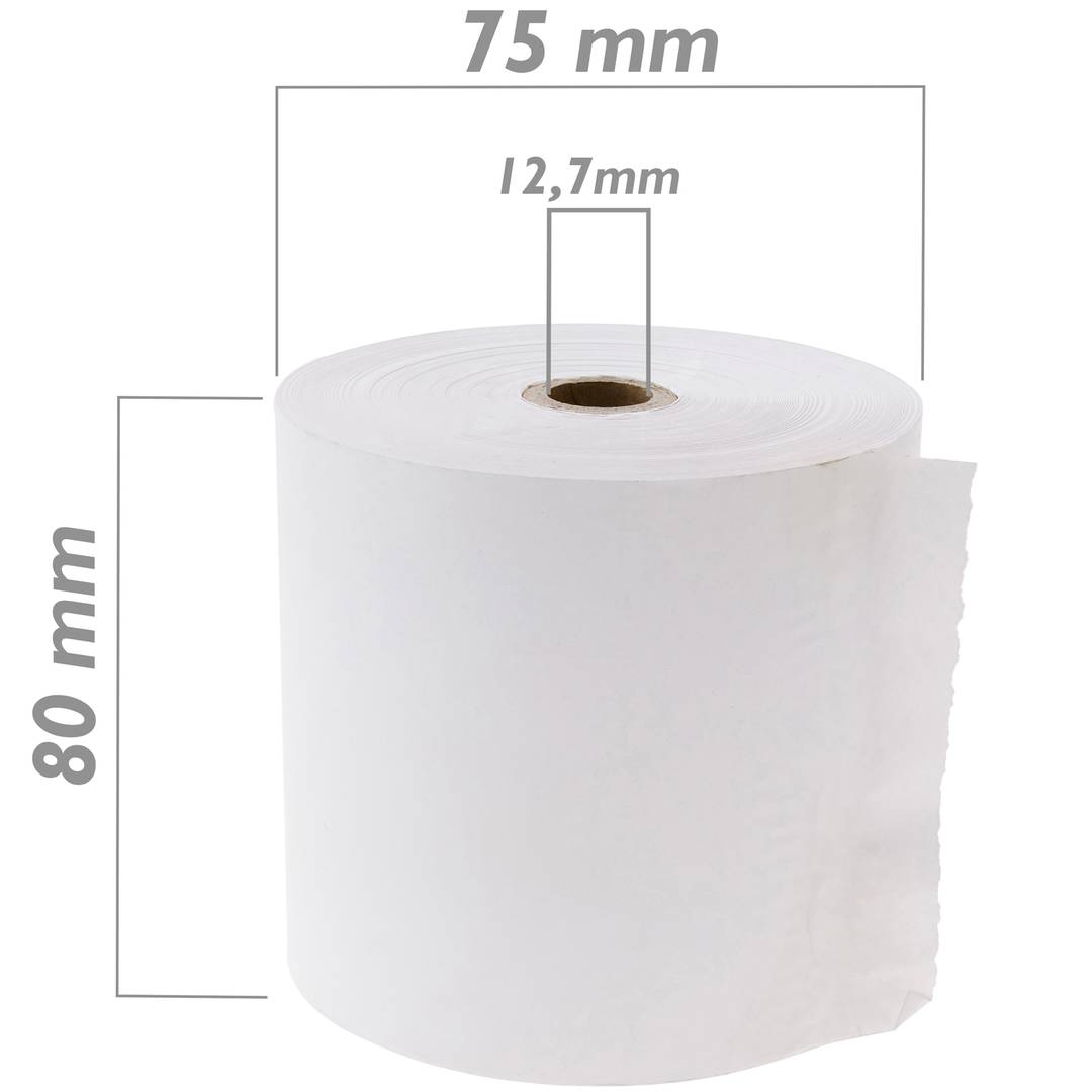 Rollo bobina de papel térmico para impresora TPV y caja registradora 80x75mm 5 unidades