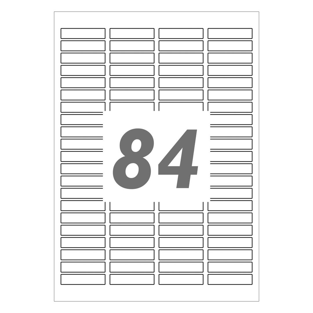 Adhesive white labels for A4 inkjet and laser printers 46x11.1mm 100 sheets