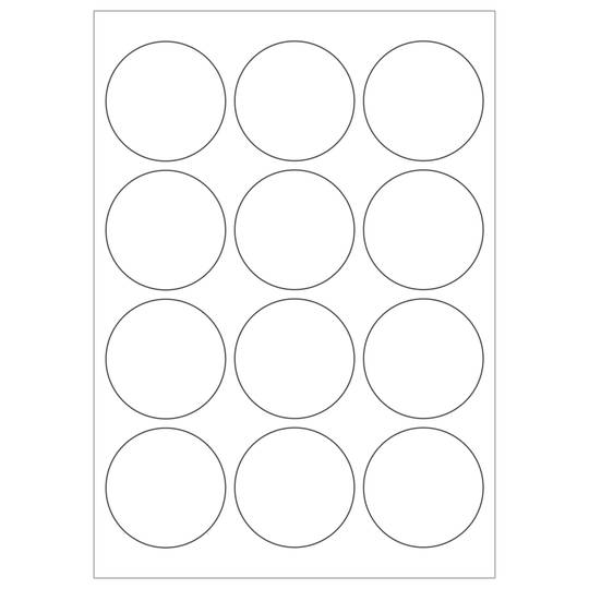 Printable with Inkjet/Laser 2.5 Round White Adhesive Labels 12 per Sheet 25 Sheets 