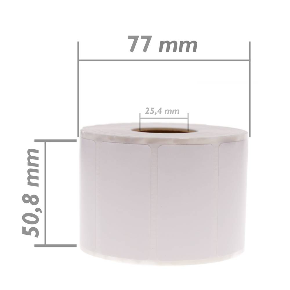 Rotlle bobina de 1100 etiquetes Adhesives per Impressora tèrmica directa 50.8x25.4mm 50 unitats