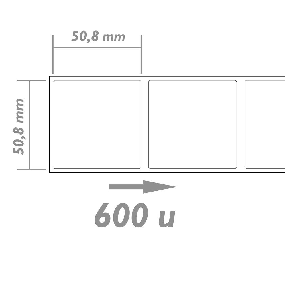 Rotlle bobina de 600 etiquetes adhesives per impressora tèrmica directa 50.8x50.8mm 50 unitats