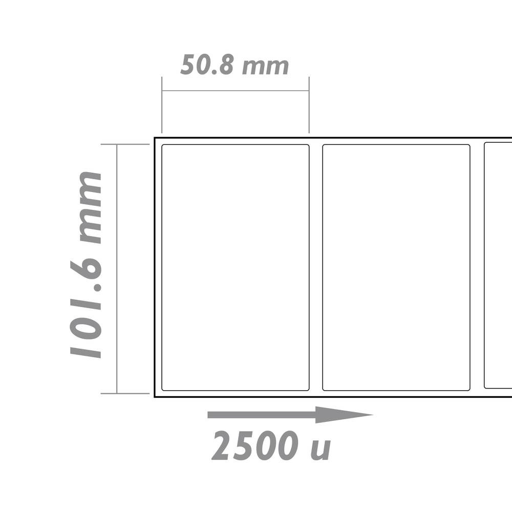 Rotlle bobina 2500 etiquetes adhesives per impressora transferència tèrmica 101.6x50.8mm 8 unitats