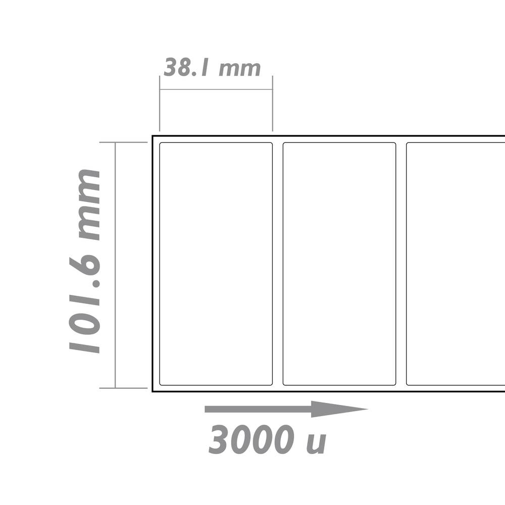 Rotlle bobina 3000 etiquetes adhesives per impressora transferència tèrmica 101.6x38.1mm 8 unitats