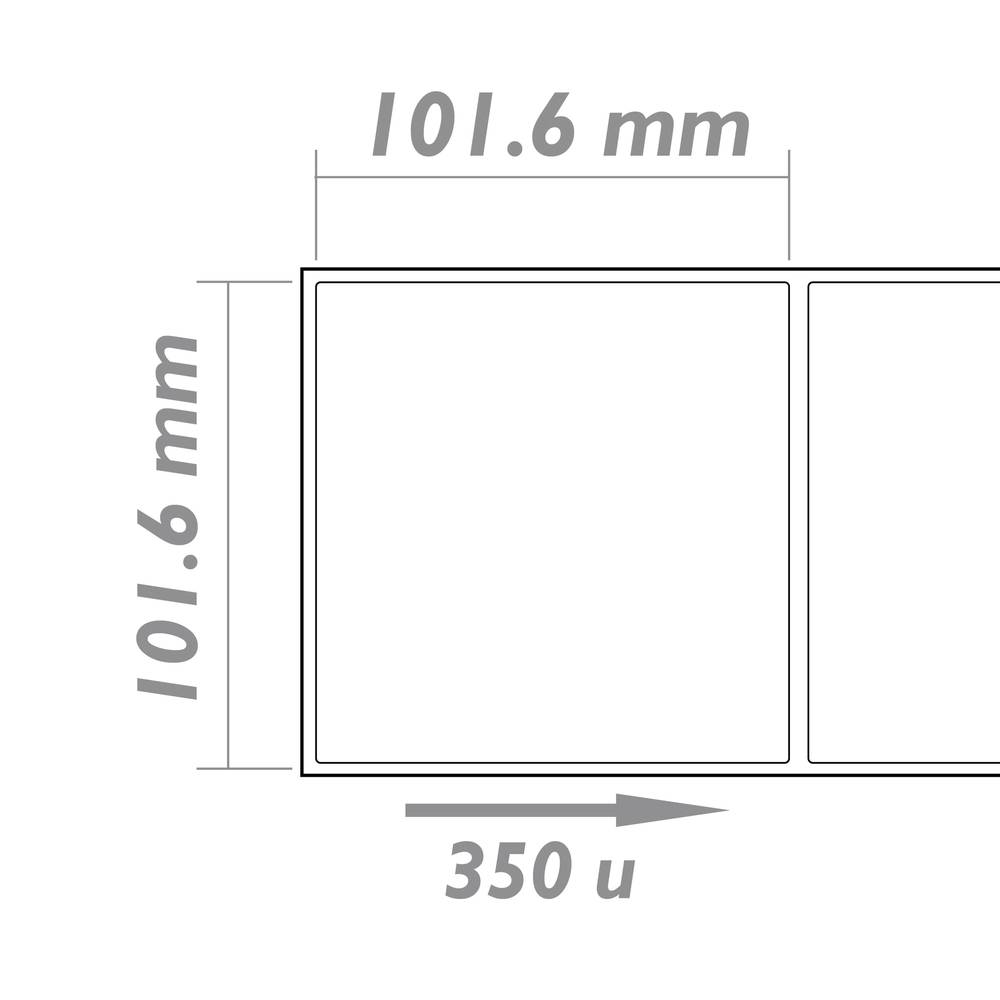 Rotlle bobina 350 etiquetes adhesives per impressora transferència tèrmica 101.6x101.6mm 20 unitats