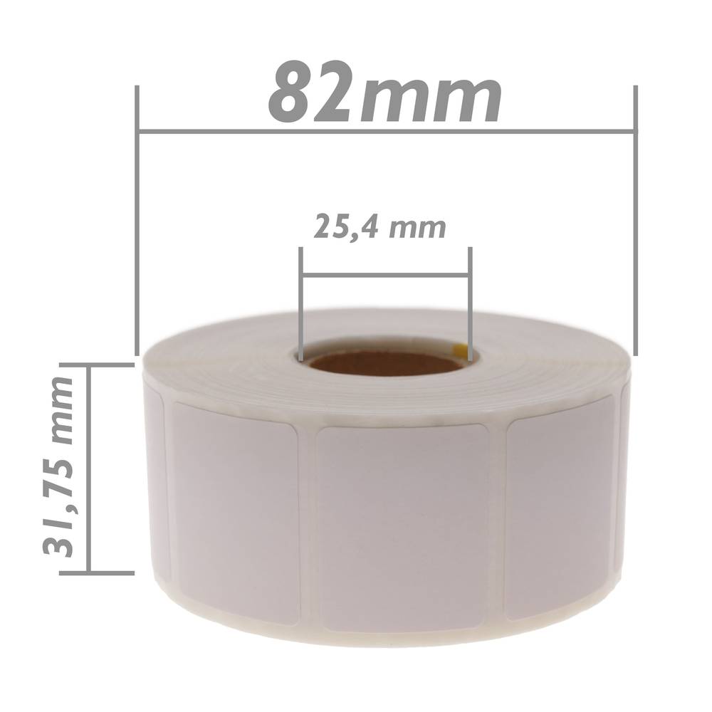 Rotlle bobina de 1200 etiquetes adhesives per impressora transferència tèrmica 31.75x25.4mm 100 unit
