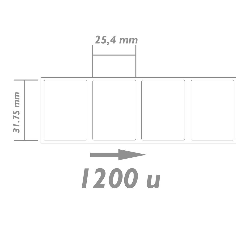 Rotlle bobina de 1200 etiquetes adhesives per impressora transferència tèrmica 31.75x25.4mm 100 unit