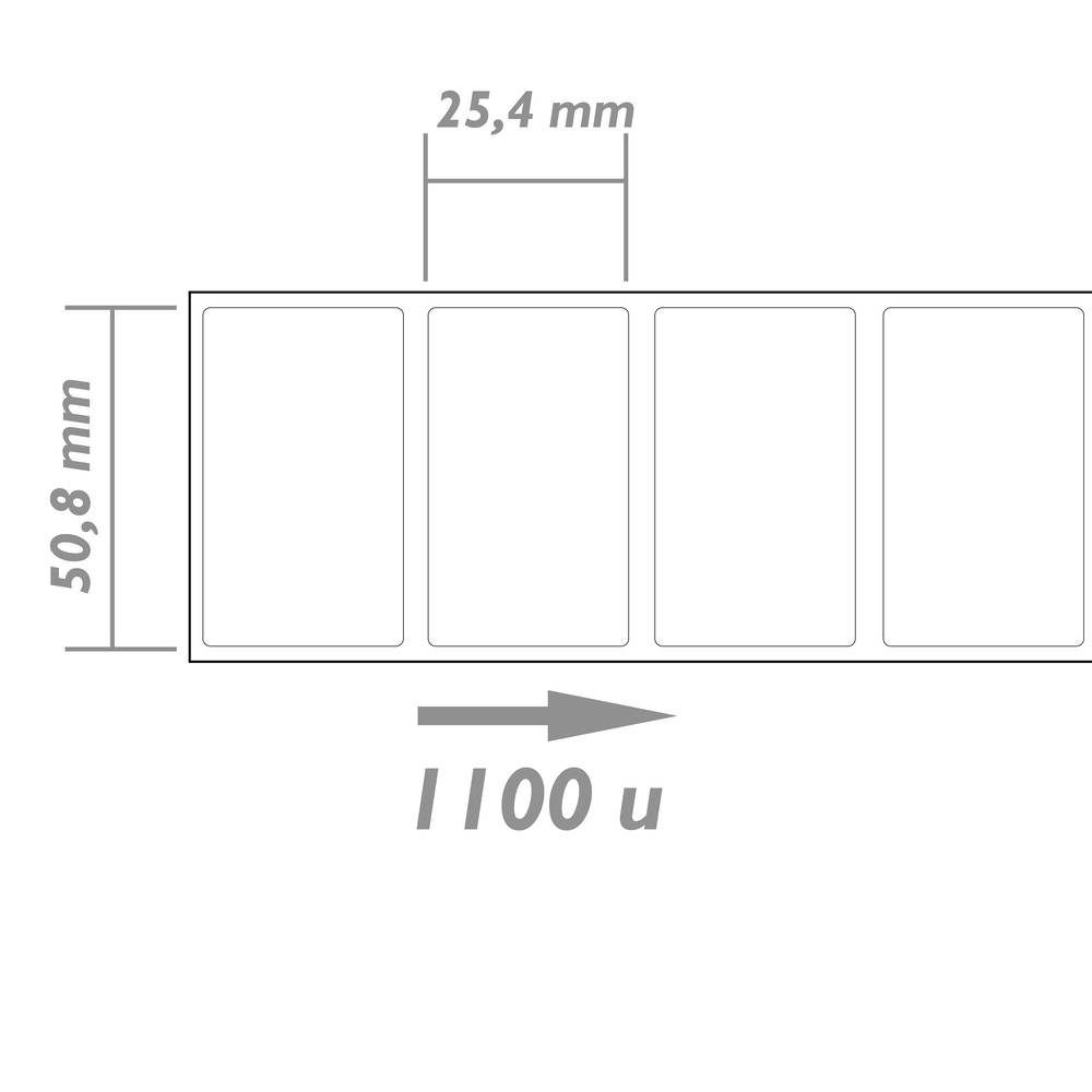 Rotlle bobina de 1100 etiquetes adhesives per impressora transferència tèrmica 50.8x25.4mm 50 unitat