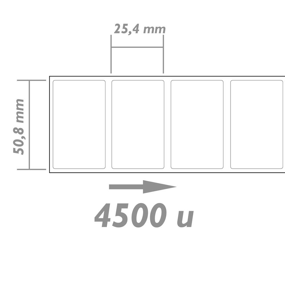 Rouleaux bobine 4500 étiquettes pour imprimante transfert thermique 50.8x25.4mm 20 unités