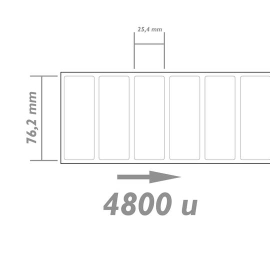 Thermal roll label with 4800 labels for thermal transfer printer 76.2x25.4mm 8 units