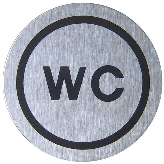 Señal WC de acero inoxidable de 65mm