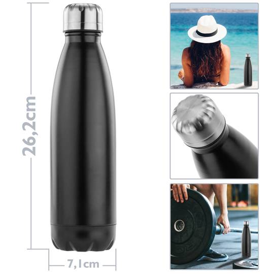 Botella de acero inoxidable 720 ml negra