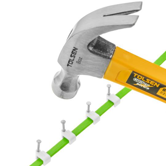 Fermacavo con chiodo per cavo piatto 5x3 mm confezione da 50 unità bianco