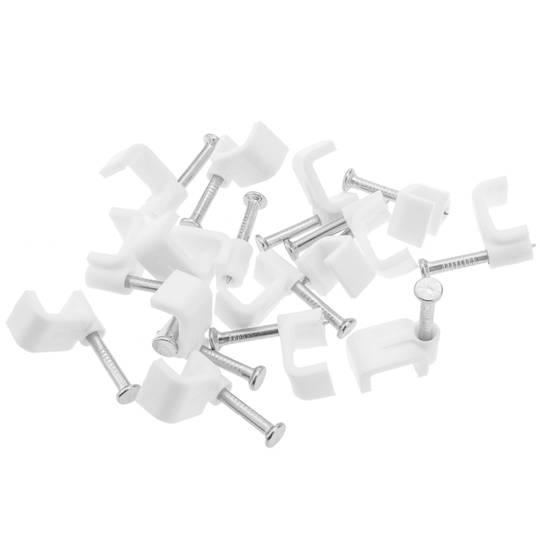 Abrazadera de clavo para cable plano 7x4 mm paquete de 25 unidades blanco