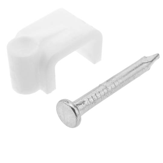 Abrazadera de clavo para cable plano 7x4 mm paquete de 25 unidades blanco