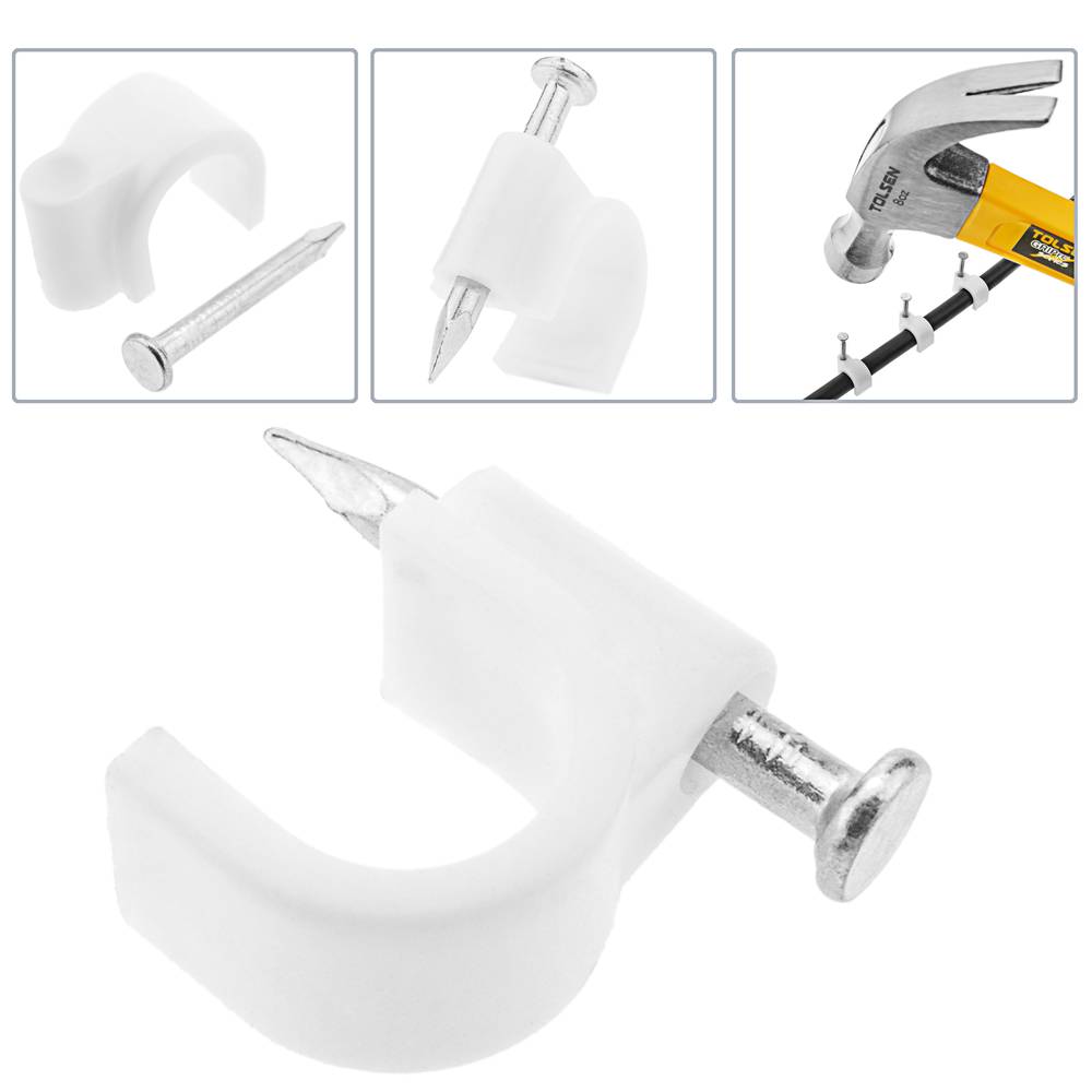 Clips pour pour câble rond 6 mm lot de 20 unités de pince à ongles blanc