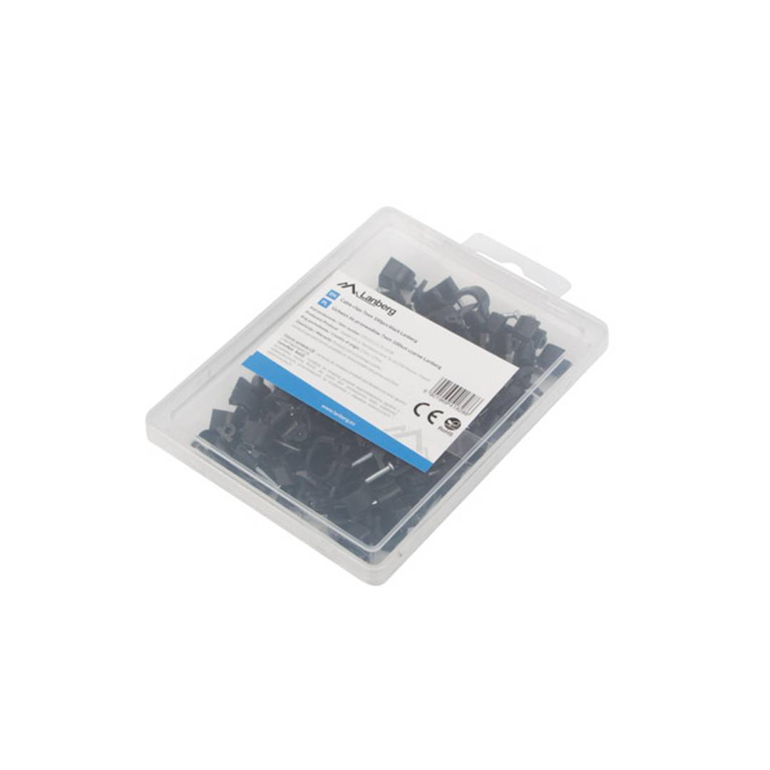 Confezione da 100 unità Lanberg 7 mm fermacavo nero ORG01-CC70-102B